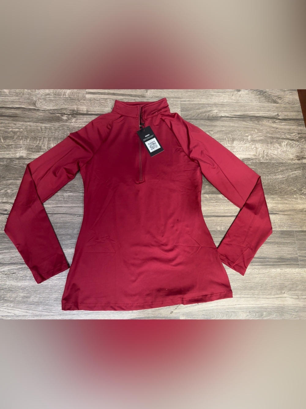 GGOV Women’s Burgundy Quarter Zip Long Sleeve Activewear Top Size Small - Picture 2 of 6